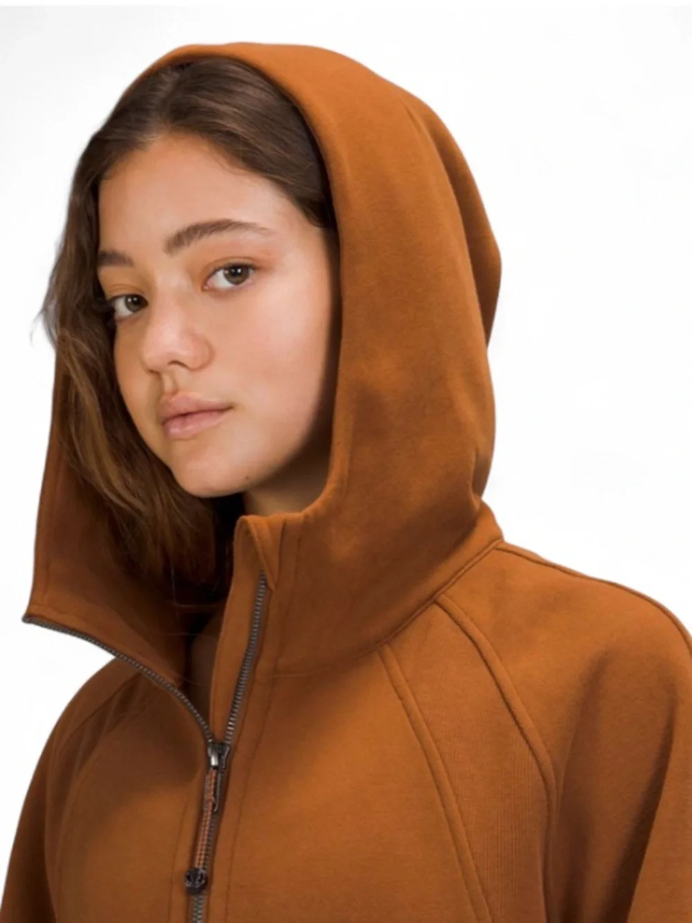 Lululemon Oversized Cropped Scuba Half Zip Hoodie Copper Brown S/XS EUC - Picture 2 of 6